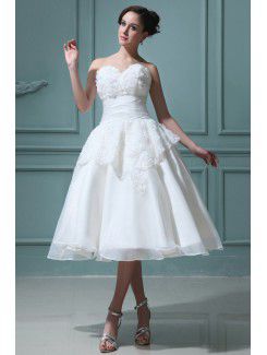 Organza lieverd knielange baljurk trouwjurk