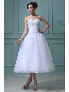 Tulle et satin chérie thé longueur robe de bal de mariage robe