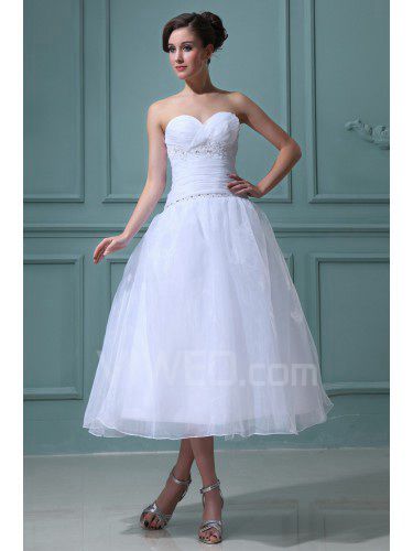 Tulle et satin chérie thé longueur robe de bal de mariage robe