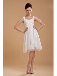 Chiffon Straps Knee-length A-line Wedding Dress with Ruffle