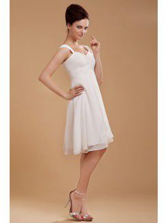 Chiffon Straps Knee-length A-line Wedding Dress with Ruffle