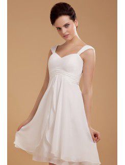 Chiffon Straps Knee-length A-line Wedding Dress with Ruffle