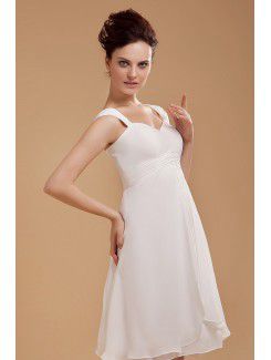 Chiffon Straps Knee-length A-line Wedding Dress with Ruffle