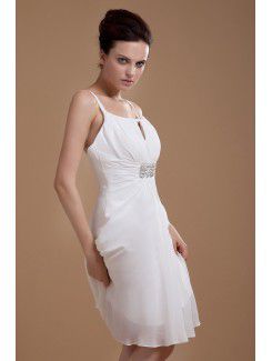 Chiffon Spaghetti Straps Knee-length A-line Wedding Dress with Sequins