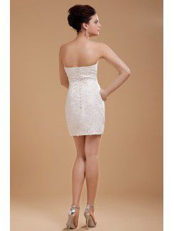 Satin and Tulle Sweetheart Short Sheath Wedding Dress