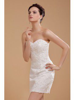 Satin and Tulle Sweetheart Short Sheath Wedding Dress