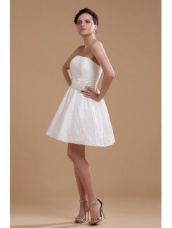 Satin Strapless Short A-line Wedding Dress with Embroidered