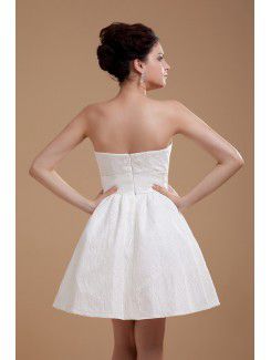 Satin Strapless Short A-line Wedding Dress with Embroidered