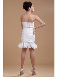 Taffeta Strapless Short Sheath Wedding Dress with Ruffle