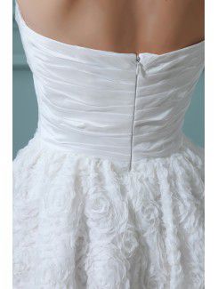 Satin Sweetheart Asymmetrical A-line Wedding Dress with Flowers