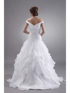 Organza Off-the-shoulder Ankle-Length A-Line Wedding Dress