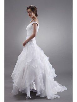 Organza Off-the-shoulder Ankle-Length A-Line Wedding Dress