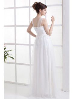 Chiffon Straps Floor Length Column Wedding Dress with Sequins