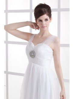 Chiffon Straps Floor Length Column Wedding Dress with Sequins