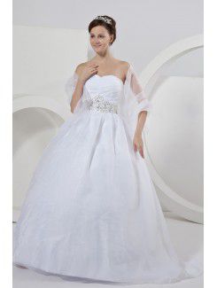 Tulle and Tulle Sweetheart Sweep Train Ball Gown Wedding Dress with Beading