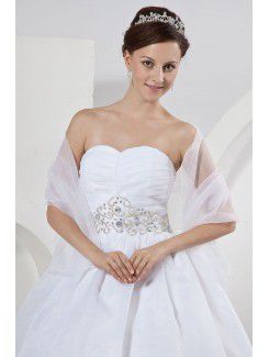 Tulle and Tulle Sweetheart Sweep Train Ball Gown Wedding Dress with Beading