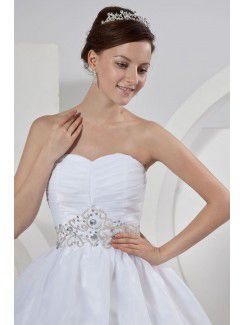 Tulle and Tulle Sweetheart Sweep Train Ball Gown Wedding Dress with Beading