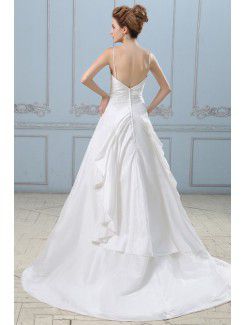 Taffeta Spaghetti Straps Court Train A-line Wedding Dress with Embroidered