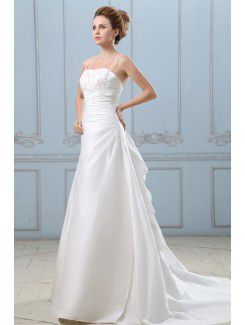 Taffeta Spaghetti Straps Court Train A-line Wedding Dress with Embroidered