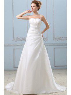 Taffeta Spaghetti Straps Court Train A-line Wedding Dress with Embroidered