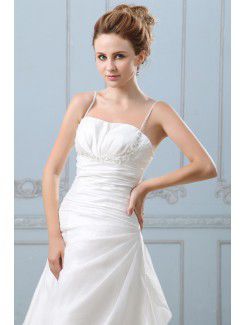 Taffeta Spaghetti Straps Court Train A-line Wedding Dress with Embroidered