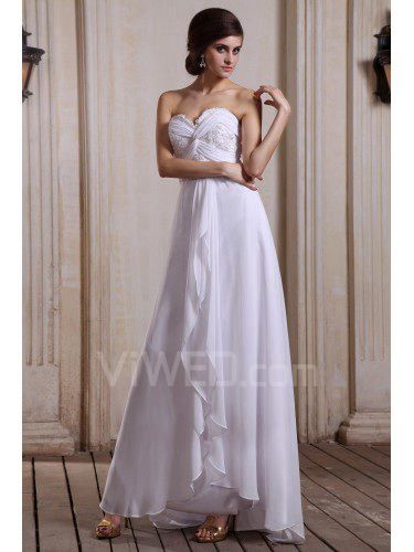 Chiffon schatz asymmetrische spalte brautkleid