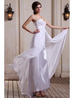 Chiffon Sweetheart Asymmetrical Column Wedding Dress