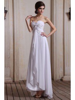 Chiffon Sweetheart Asymmetrical Column Wedding Dress