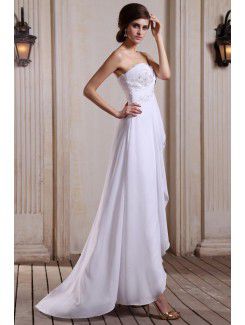 Chiffon Sweetheart Asymmetrical Column Wedding Dress