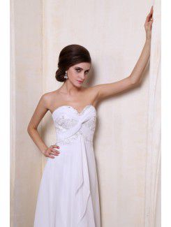 Chiffon Sweetheart Asymmetrical Column Wedding Dress