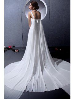 Chiffon V-Neckline Court Train A-line Wedding Dress with Sequins