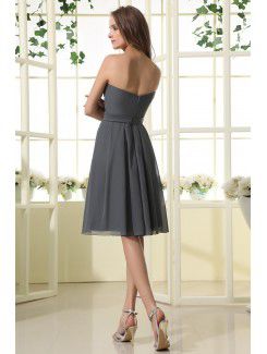 Chiffon Strapless Knee-Length A-line Bridesmaid Dress with Flower