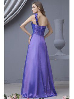 Taffeta One-Shoulder Floor Length A-line Bridesmaid Dress with Ruffle