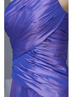 Taffeta One-Shoulder Floor Length A-line Bridesmaid Dress with Ruffle