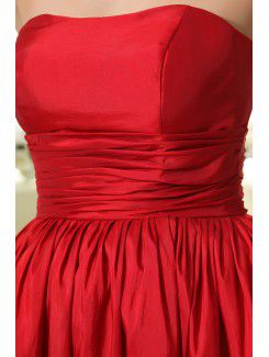 Taffeta Strapless Knee-Length A-line Bridesmaid Dress with Ruffle