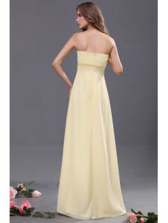 Chiffon Strapless Floor Length Column Bridesmaid Dress