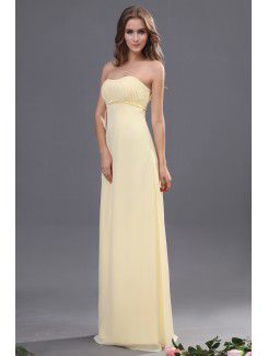 Chiffon Strapless Floor Length Column Bridesmaid Dress