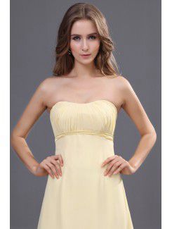 Chiffon Strapless Floor Length Column Bridesmaid Dress