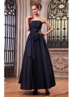 Taffeta Strapless Ankle-Length A-line Bridesmaid Dress with Ruching