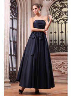 Taffeta Strapless Ankle-Length A-line Bridesmaid Dress with Ruching