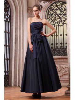 Taffeta Strapless Ankle-Length A-line Bridesmaid Dress with Ruching