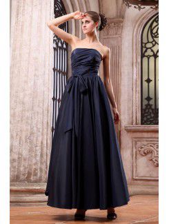 Taffeta Strapless Ankle-Length A-line Bridesmaid Dress with Ruching