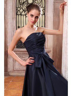 Taffeta Strapless Ankle-Length A-line Bridesmaid Dress with Ruching