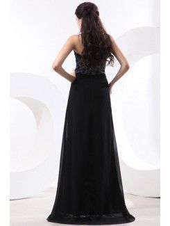 Chiffon Sweetheart Floor Length Column Bridesmaid Dress with Lace