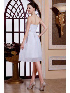 Chiffon Strapless Knee-Length A-line Bridesmaid Dress with Ruffle