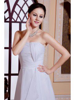 Chiffon Strapless Knee-Length A-line Bridesmaid Dress with Ruffle