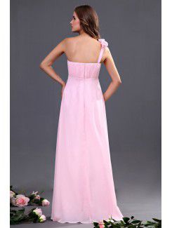 Chiffon One-Shoulder Floor Length Column Bridesmaid Dresss