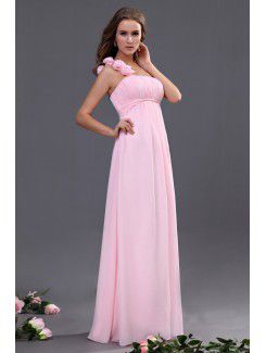 Chiffon One-Shoulder Floor Length Column Bridesmaid Dresss