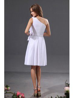 Chiffon One-Shoulder Knee-Length A-line Bridesmaid Dress with Ruffle