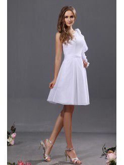 Chiffon One-Shoulder Knee-Length A-line Bridesmaid Dress with Ruffle